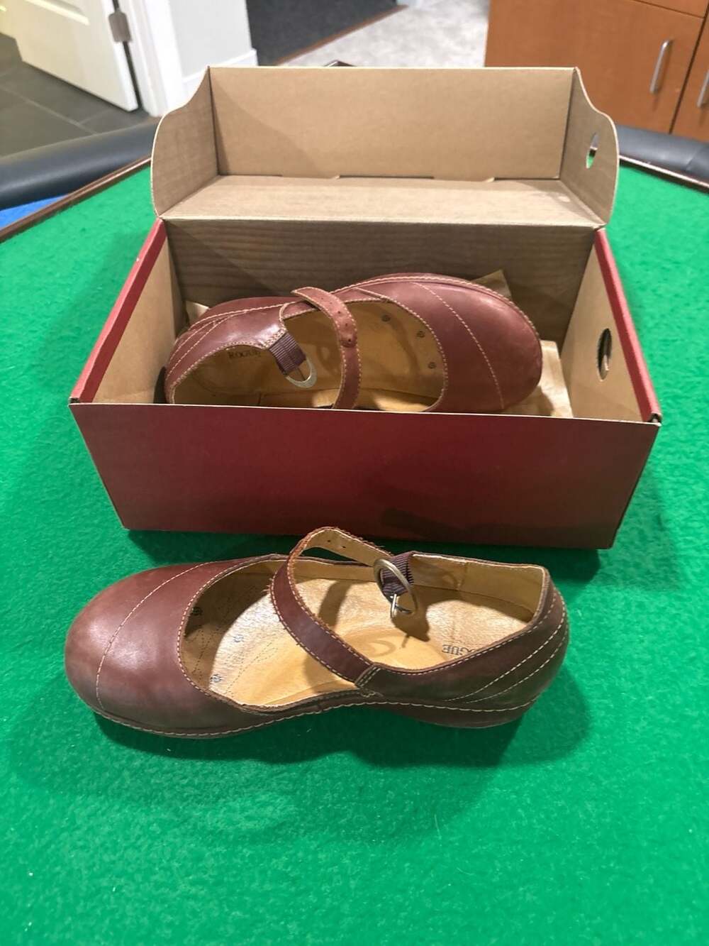 Rogue Women's Brown Leather Mary Jane Flat Clogs